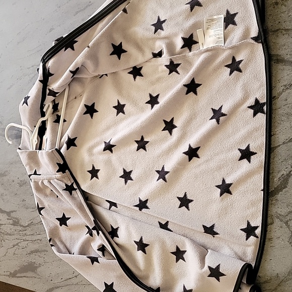 H&M Girl's Patterned Fleece Jacket light gray with navy blue stars size 10-12Y - Picture 6 of 9